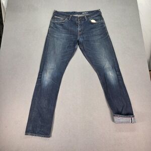 Selvedge Jeans Mens Dark Wash Slim Straight Fits 32x31